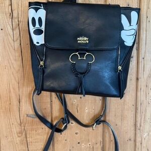 Disney Bioworld Mickey Mouse Black Mini Backpack Purse Faux Leather